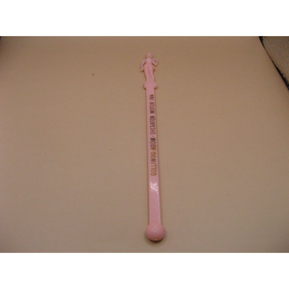 Vintage Pink Sexy Lady Golliwog Room Sheraton Motor Inn Swizzle Stick 1960s-70s